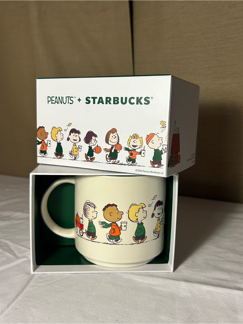 Starbucks x Peanuts Kids Cream Ceramic Mug - Green Accent